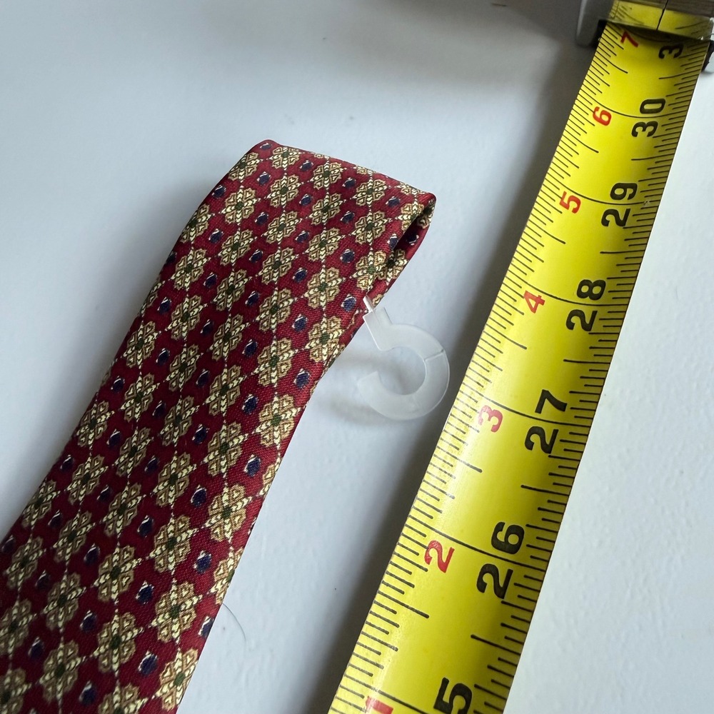 Charlize Italy Necktie Burgundy gold Silk Geometric Medallion Classic Formal - Picture 5 of 5